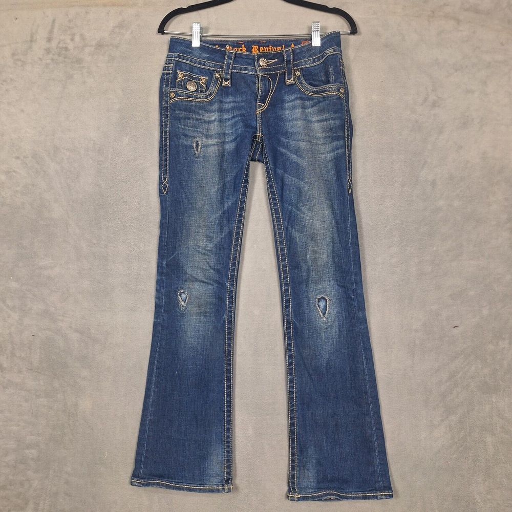 Rock Revival Women's Boot Cut Jeans - Medium Blue Distressed